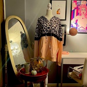 SHEIN Leopard color block hoodie